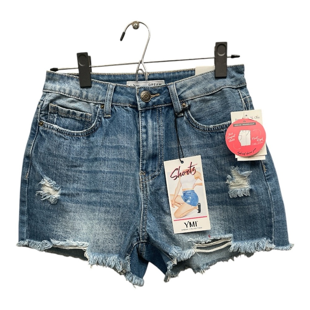 YMI  Women Distress Hybrid Denim Shorts Raw Hem Dream Collection New